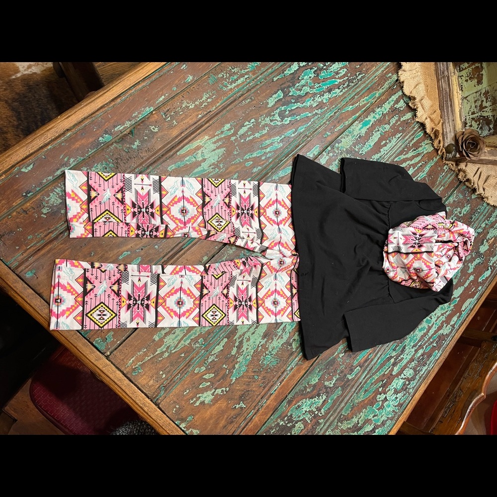Black and Pink Aztec Tunic Toddler set